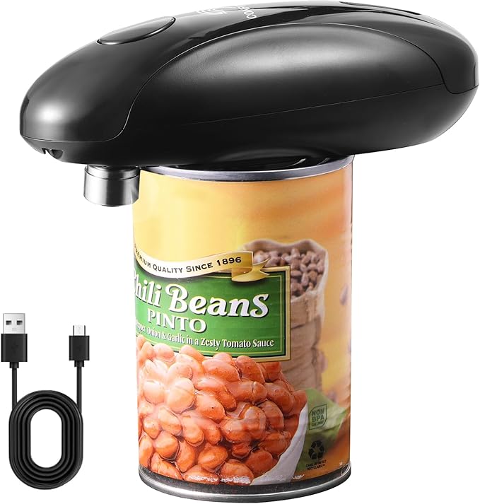 Auto Electric Can Opener for Seniors - Upgraded One Touch Automatic Rechargeable Electric Can Openers Smooth Edge Cutting,USB Type-C Charging,Built-in Lid Lifter,Automatic Can Opener