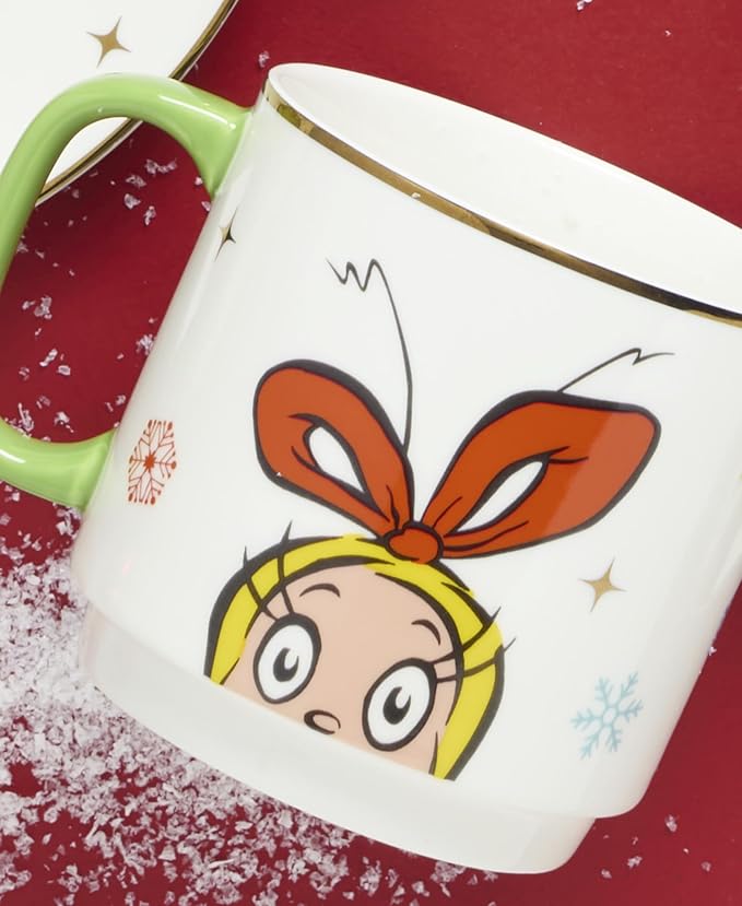 Lenox 898097 Merry Grinchmas Stackable Mugs, Service For 4, Assorted, Christmas, Drinkware Set, Holiday Glasses