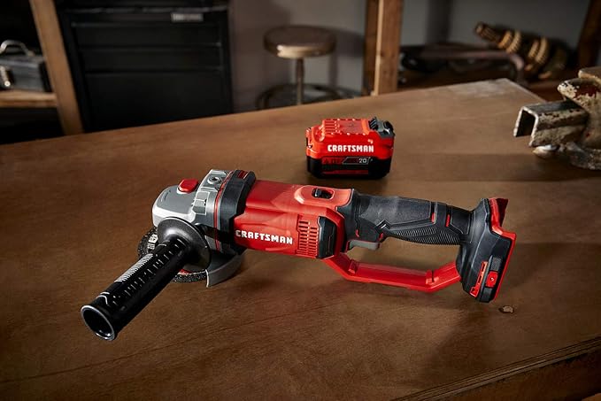 CRAFTSMAN V20 Cordless Angle Grinder Tool Kit, 4-1/2 inch, Battery and Charger Included (CMCG400M1)