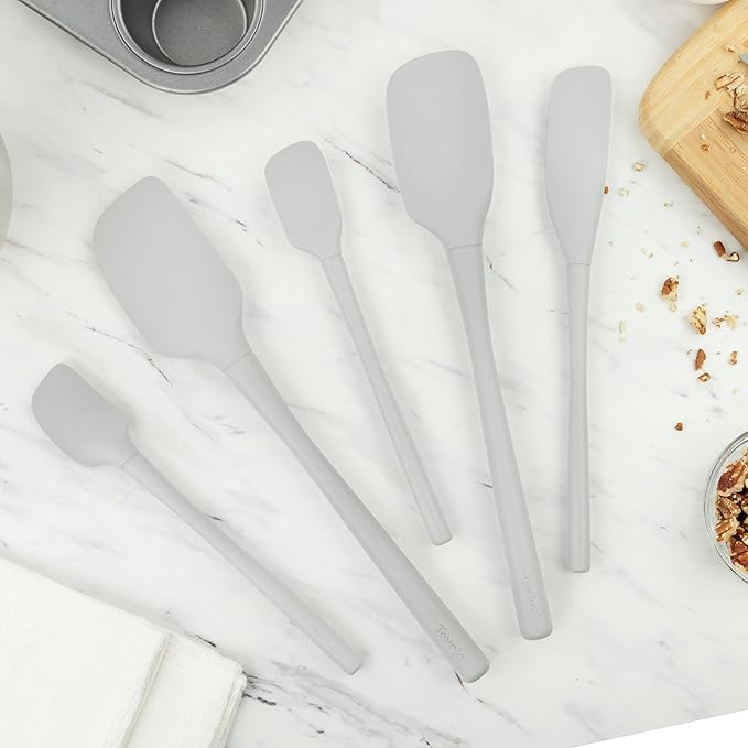 Flex-Core Spatula All Silicone High Heat Resistant 5 Piece Cooking Utensils Set - Includes Non-Stick Spatula, Spoonula, Jar Scraper, and Mini | BPA-Free Kitchen | Ergonomic Design