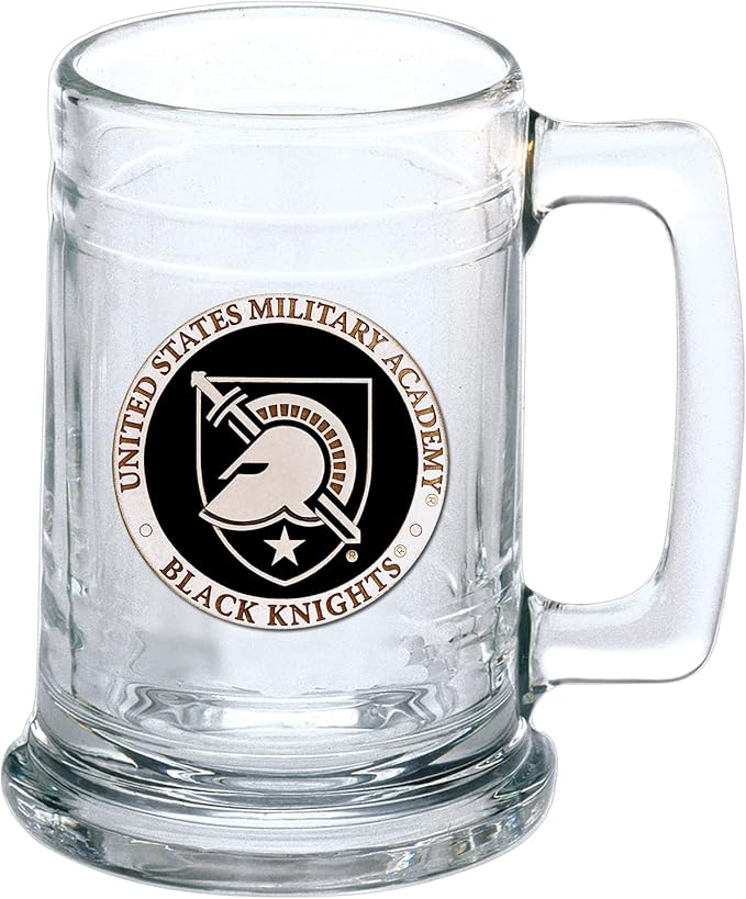 Heritage Pewter United States Military Academy Black Knights Beer Stein Glass | 15 Ounce German-Style Beer Glass | Intricately Crafted Metal Pewter Alma Mater Inlay