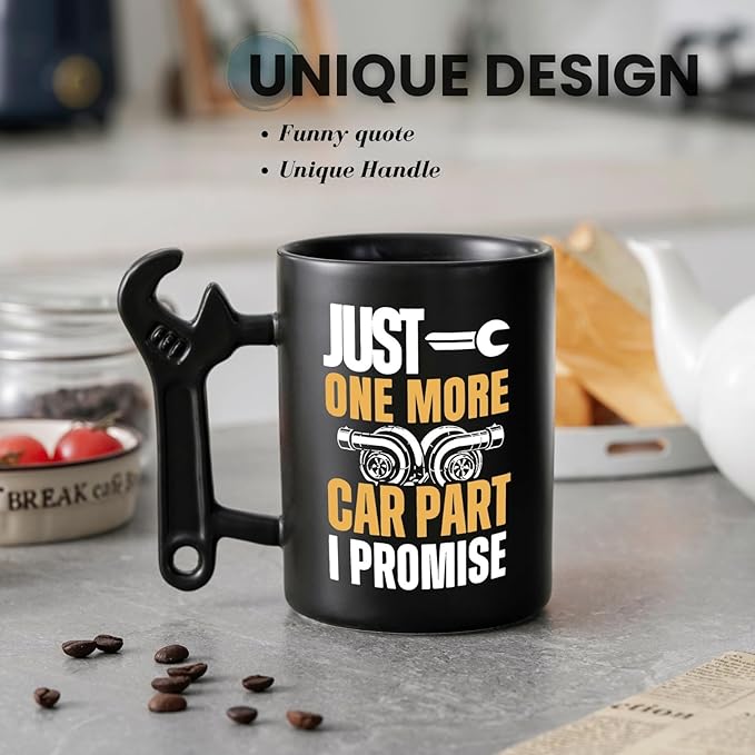 Onebttl Car Gifts For Men, Women, Dad, Mechanic - 13.5oz/400ml Ceramic Wrench Coffee Mug - One More