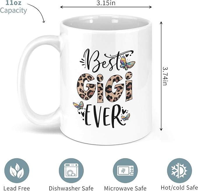 Gigi Gifts 11oz Mug, Mothers Day Gifts for Gigi, Grandma Birthday Gift from Grandkids，Best Grandma Ever Mug