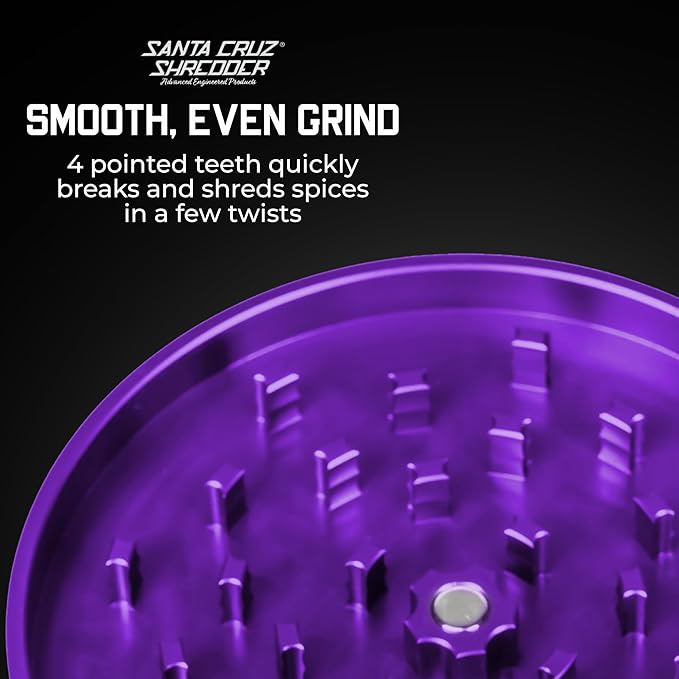 Santa Cruz Shredder Jumbo Metal Spice Grinder with Textured Grip – 2-Piece 4" (Purple)
