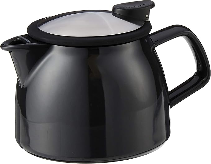 FORLIFE Bell Ceramic Teapot with Basket Infuser, 16-Ounce/470ml, Black Graphite