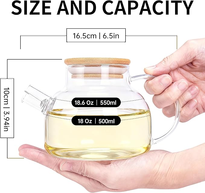 Mini 5-Piece Glass Tea Set Small Teapot with Matching 4 Teacups, 18.6OZ. for Kung Fu Tea, Tasting, Espresso Gift Set