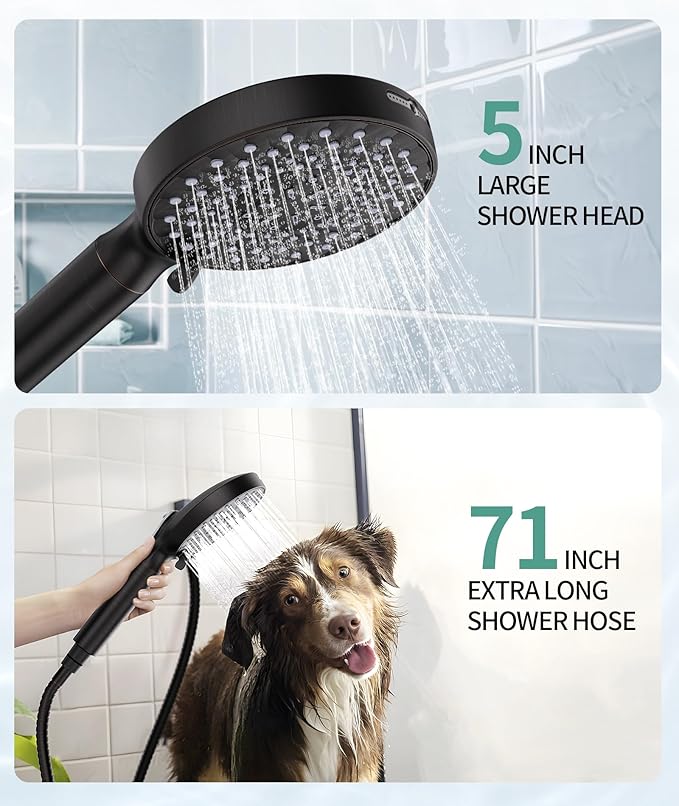 SR SUN RISE Filtered Shower Head with Handheld High Pressure 9 Spray Mode Showerhead Detachable Shower Head Water Softener Filters Beads for Hard Water Remove Chlorine 4 Filters ORB