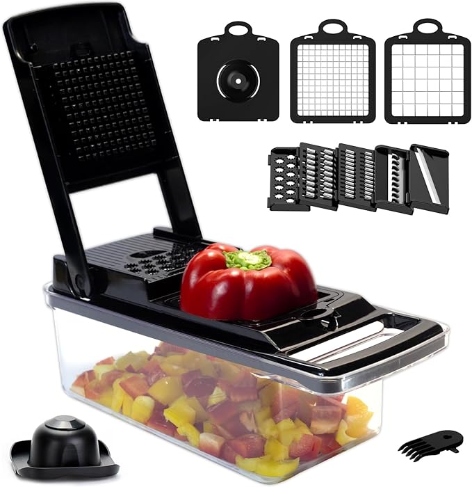 Pro Multifunctional Chopper - 10 in 1 Mandoline Slicer and Dicer, Veggie Chopper With 8 Blades, Carrot, Potato, Garlic