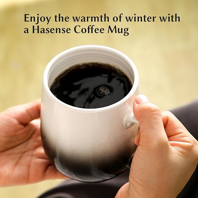 HASENSE 20oz Large Coffee Mug, Ceramic Tea Cup with Handle for Office and Home, Ideal for Latte, Hot Tea, Cappuccino, Mocha, Cocoa, Dishwasher and Microwave Safe, 1PCS(Gradient Black)