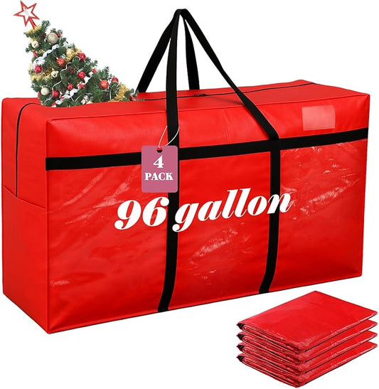 4 Pcs 96 Gallon Large Moving Bags with Zipper and Handles Foldable Storage Duffle Bags Heavy Duty Extra Large Totes for College Dorm Travel Clothes Blankets Bedding Moving (Red)