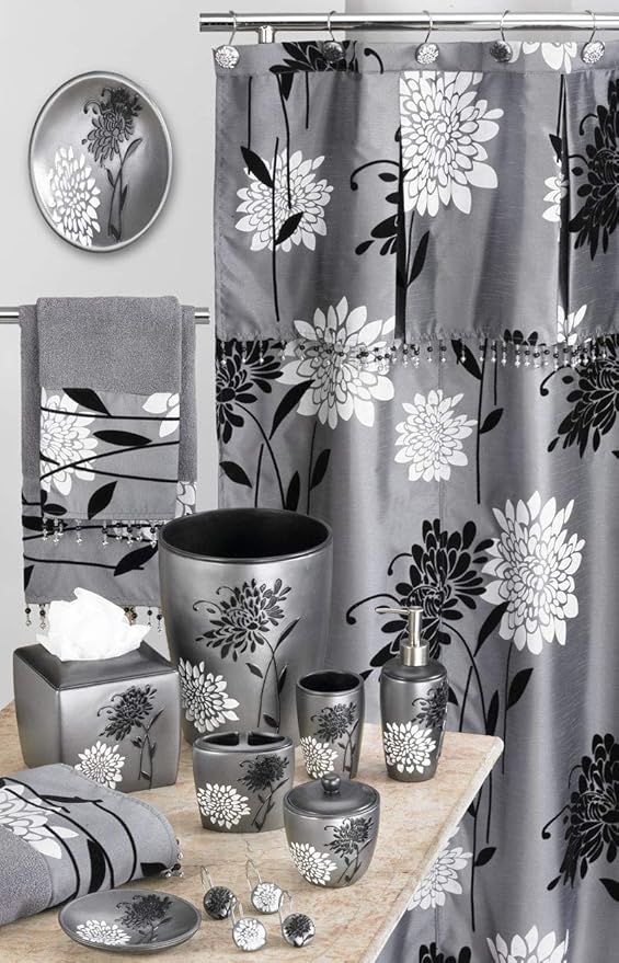 Zahari Home Erica Bathroom Towel Set - 3 Piece Modern Decor Grey Towel Set