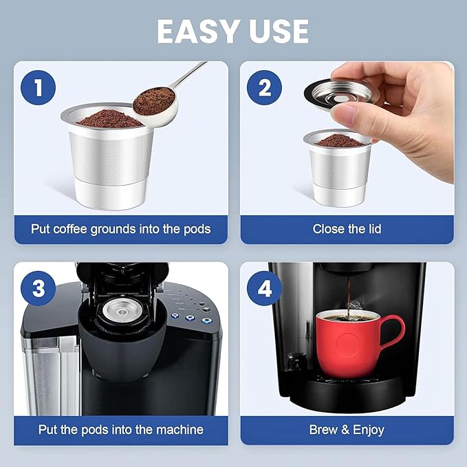 Reusable K Cups Stainless Steel Coffee Capsuled Cup Refillable Coffees Capsuled K Cups Filter Accessories Universals Reusable Pods