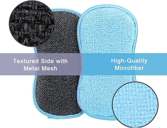 HOMEXCEL 12 Pack Multi-Purpose Scrub Sponges Kitchen, Dish Sponge, Non-Scratch Microfiber Sponge for Efficiently Cleaning Dishes, Pots, and Pans (Blue)