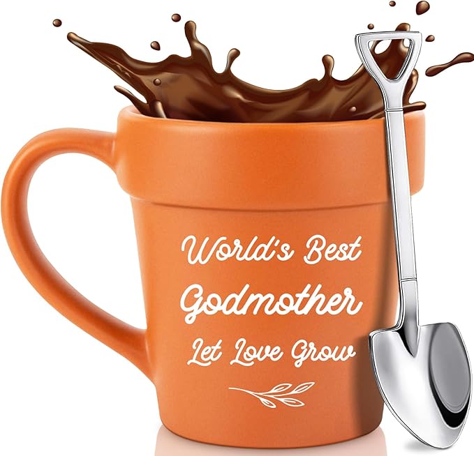 Godmother Gift from Godchild, Christmas Birthday Funny Gifts for Godmothers Godmom Gardening Plant Lover, Godmother Mug