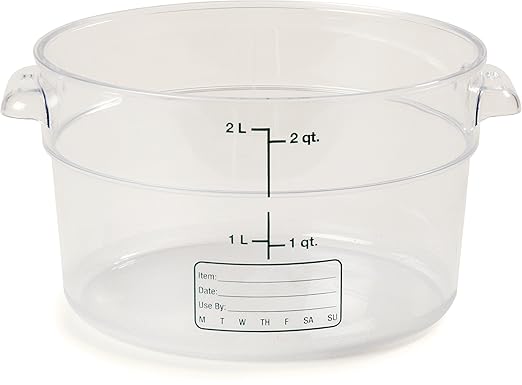 Carlisle FoodService Products Storplus Round Food Storage Container with Stackable Design for Catering, Buffets, Restaurants, Polycarbonate (Pc), 2 Quart, Clear, (Pack of 12)