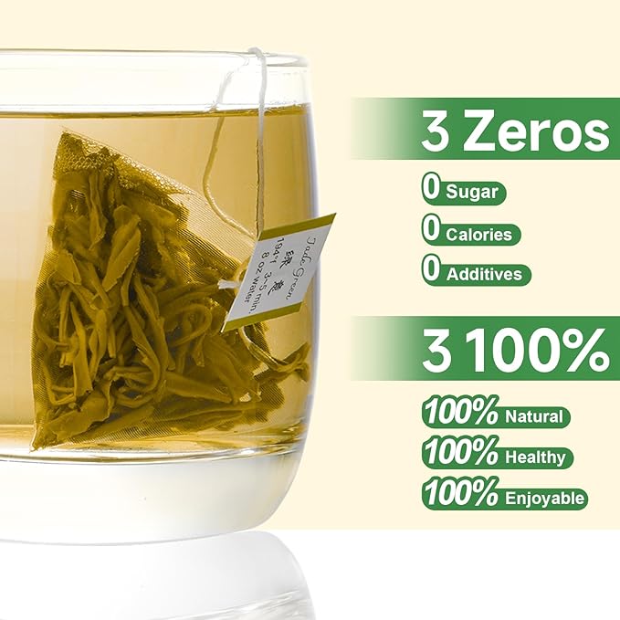 GTGLOTRA Full-Leaf Green Tea, 72 Pyramid TeaBags(12 Pack), Easy Brew, 100% Natural, Pure Leaf Biodegradable Tea, Caffeine Alternative to Coffee, Whole Leaf Tea Sampler, Family Size, Gifts, Office Reception&Daily Consumption
