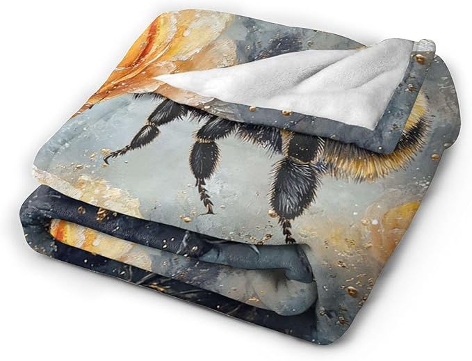 Bee Blanket Gifts for Girls Boys Flower Throw Cozy Plush Fleece Flannel Lightweight Fuzzy Party Blankets for Women Men 80"X60"
