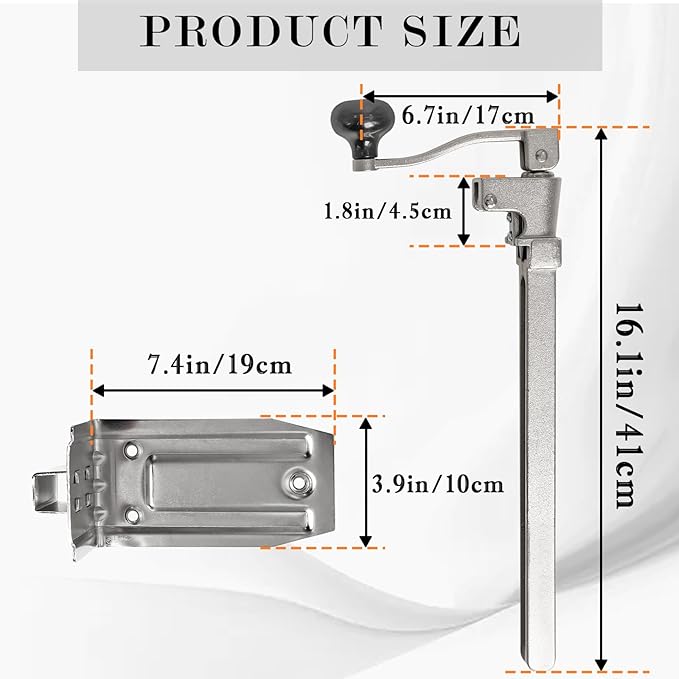 Commercial Heavy Duty Can Opener- Adjustable Manual Opener with 2 Blades & Plated Steel Base, Fits Cans Up to 10" Tall for Restaurant, Hotel, Food Store
