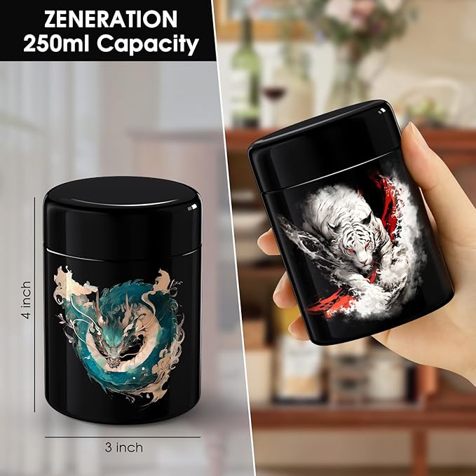 Zeneration Smell Proof Jar (250 ml/Half Oz), Airtight Smell Resistant Herbs/Spices Jar, Air Proof to Preserve Aroma, UV Glass with 2-way 62% Humidity Control to Keep Goods Fresh for Months (3 pack)