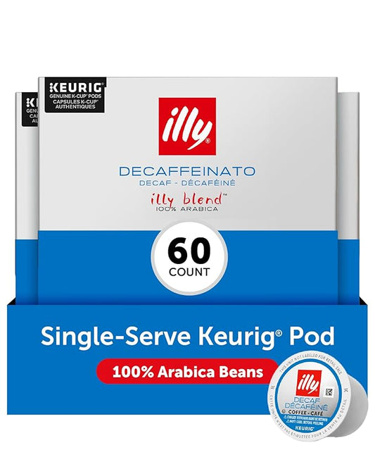 Illy Coffee K Cups - Pods For Keurig Machines – Classico Decaf Roast – Notes of Caramel - Mild, Flavorful & Balanced Flavor - No Preservatives – 10 Count, 6 Pack