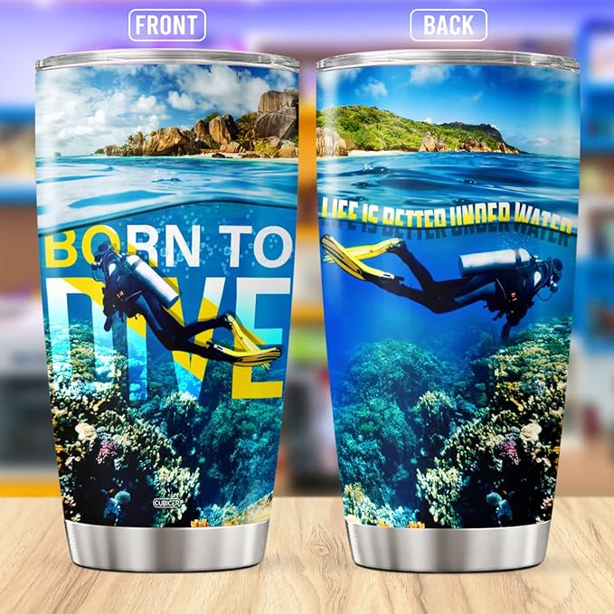 CUBICER Scuba Diving Insulated Mug Cup Scuba Divers Coffee Tumblers Diver Tumbler Gifts For Men Women Husband Christian On Birthday Stainless Steel 20 Oz Home Funny Travel Mugs