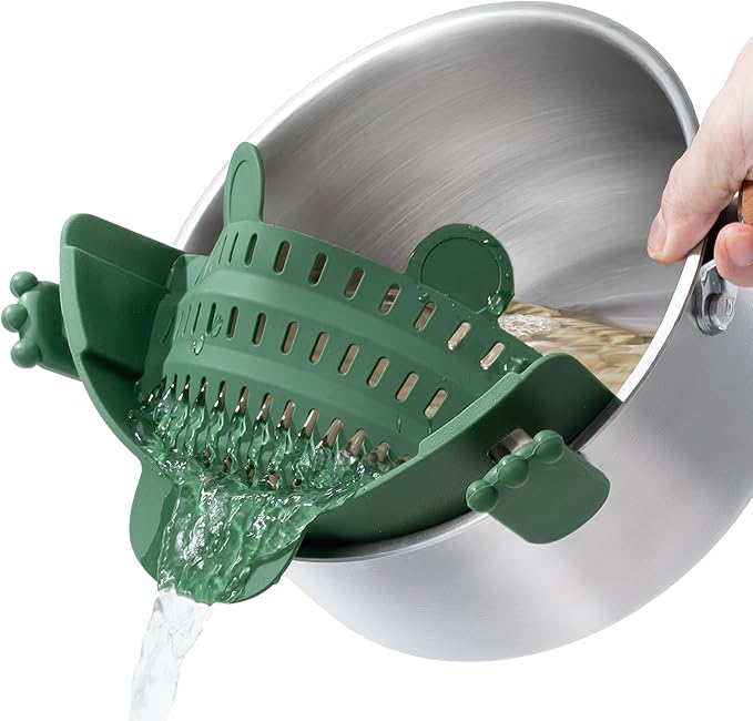 Li&Zhao Clip on Strainer - Fine Mesh Strainer Pasta Strainer Pot Strainers for Kitchen Collapsible Colander Food Strainer(Green)