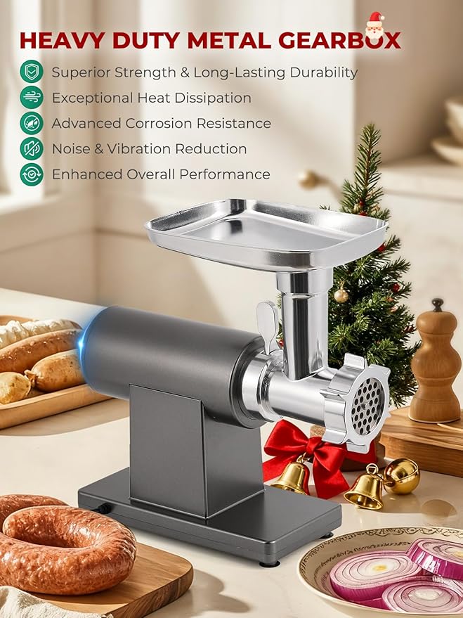 Electric Meat Grinder 3200W Multifunctional Meat Grinders Chopper Machine with Cutting Blade 3 Grinding Plates 3 Sausage Stuffers Kubbe Kit Juicer Cheese Grater Veggie Shredder Slicer