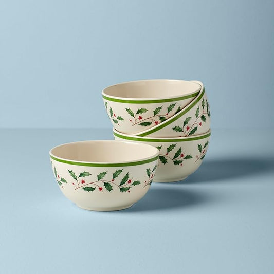 Lenox 870016 Holiday Melamine 4-Piece All-Purpose Bowl Set, Christmas Dinnerware, Hosting