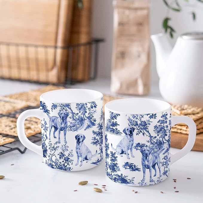 Labrador Blue French Toile Mug, Labradors Lover Gifts for Women, Blue Chinoiserie Toile Coffee Cup for Labrador Mom, Dog Lovers Tea Coffee Mug Birthday Gifts for Dog Owners, 11oz