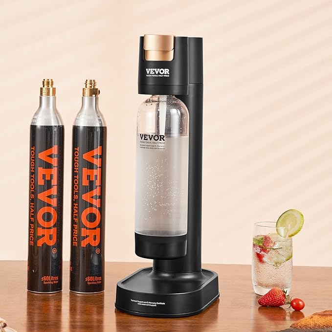 VEVOR Sparkling Water Maker, Soda Maker Machine for Home, Soda Maker with BPA-free 1L PET Bottle, 2 CO2 Cylinders(Not Contain CO2 GAS), Compatible with Mainstream Screw-in 60L CO2 Cylinder