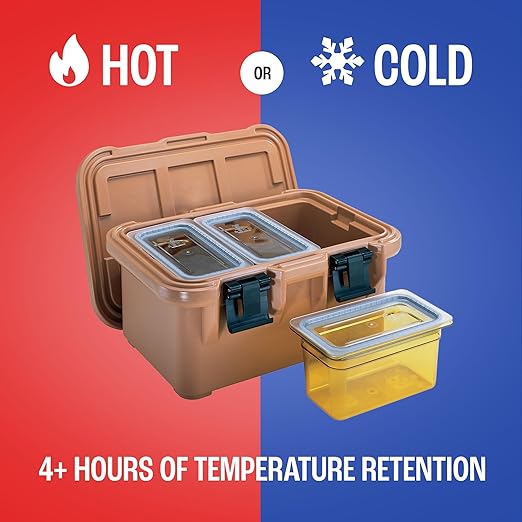 Cambro Insulated Food Pan Carrier - 8 Inch Deep Hotbox and Food Warmer for Catering & Transport - Top Load S-Series (Beige)