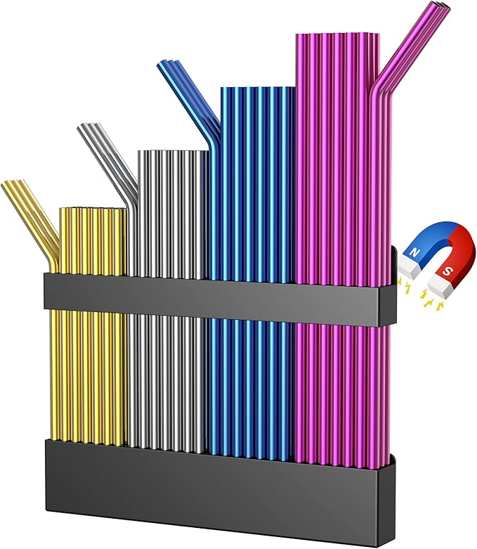Kitchen Storage for Straw Storage Holder, Adjustable Magnetic Straw Holder for Fridge and Coffee Maker