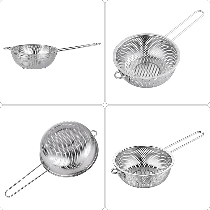 GREATLINK Stainless Steel Basin Colander with Handle Kitchen Strainer, Resting Feet and Colander to Strain, Rinse, Fry, Steam or Cook Vegetables & Pasta & Wash fruits,7.68inch(19.5cm)