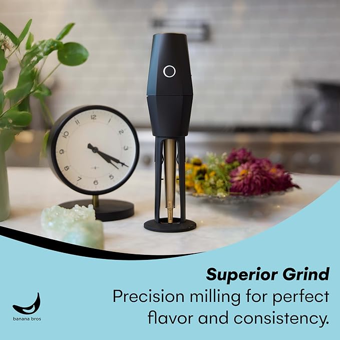 Banana Bros OTTO Electric Smart Spice Grinder - Automatic Herb Grinder with Smart Technology - Rechargeable via USB - Portable Milling for Dry Herbs and Spices - Black - No Carrying Case