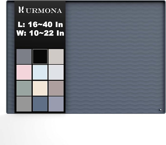 URMONA 19'' x 19'' Waterproof Silicone Under Sink Mat Cabinet and Counter Protector, Shelf Liner for Kitchen and Bathroom, Storage and Organizers, Litter Mat, Pet Cat Puppy Essentials（Charcoal）