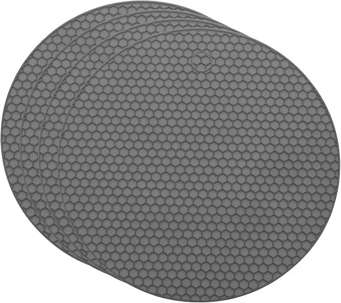 uxcell 4pcs Silicone Jar Opener Pads, 17.5cm/7" Texture Can Opener Multipurpose Round Bottle Lid Opener Non-Slip Coasters for Weak Hands Seniors Children, Gray