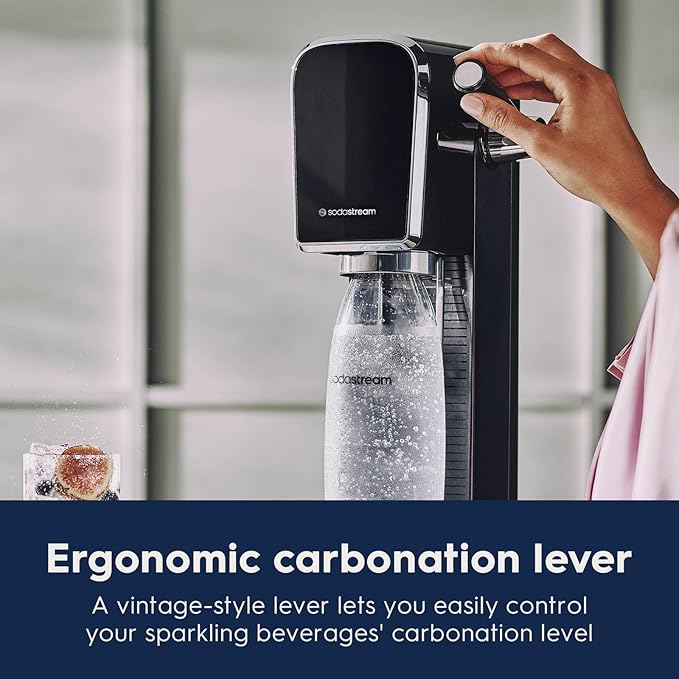 SodaStream - ART Sparkling Water Maker | STARTER KIT | CQC CO2 system | Includes 1x CO2 Cylinder, 1x32 & 1x16 Fl Oz Dishwasher Safe Bottles, 1x Bubly Flavor Drop | Combine with Flavors | Misty Blue