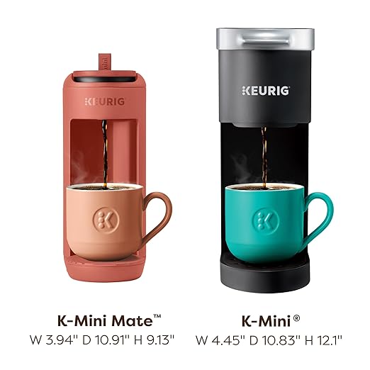 Keurig K-Mini Mate Single Serve Coffee Maker – Ultra-Compact 4” Width, Travel Mug Friendly, Ideal Holiday Gift for Small Spaces, Red Rocks