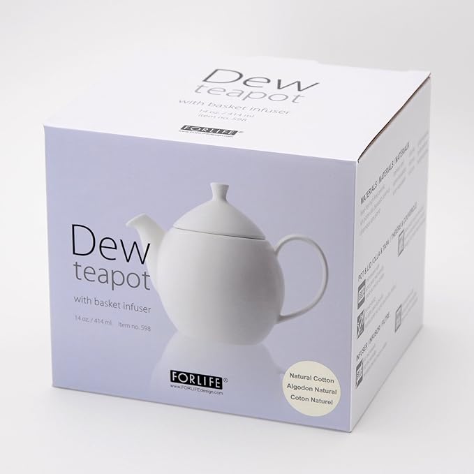 FORLIFE Dew Teapot with Basket Infuser, Lavender Mist, 14 oz/414ml