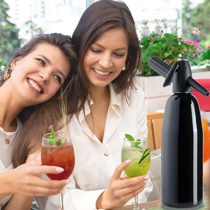 Soda Siphon, 1L Portable Soda Maker Carbonated Water Maker Machine, with Ice Cube Mold, Sparkling Water Maker for Homemade Soda Water, Cocktails, DIY Sparkling Drinks, (Not Included CO2 Cartridges)