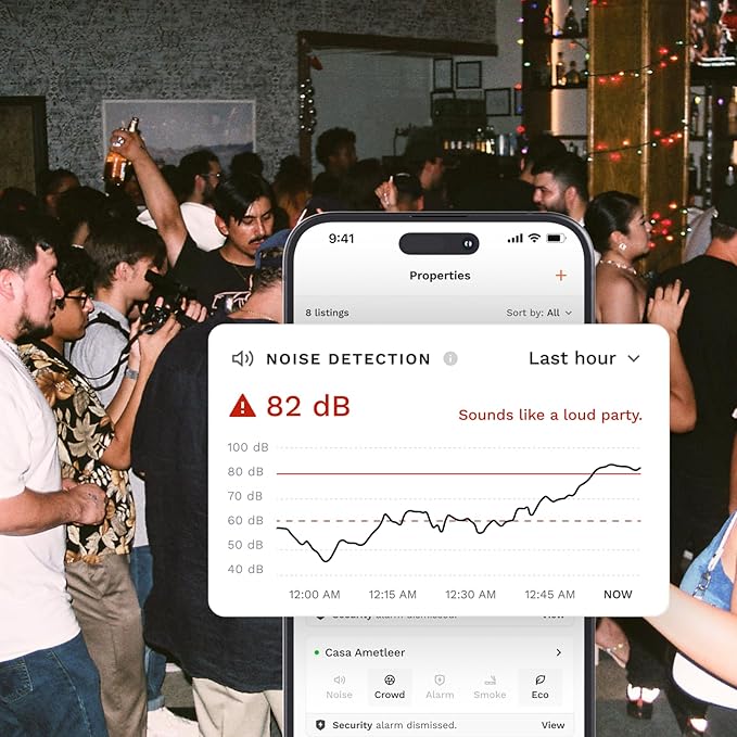 Noise Monitoring Device for Airbnb | Noise & Occupancy Sensor | Indoor Noise, Motion & Temperature Monitor | Privacy-Safe for Rentals, Offices & Homes
