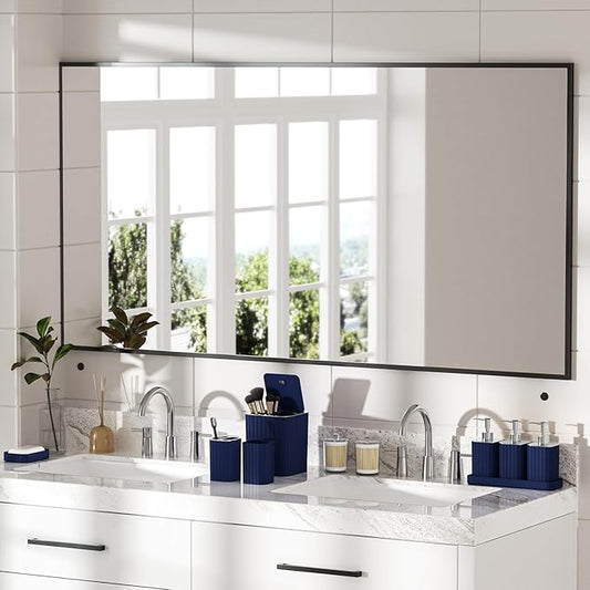 Bathroom Accessory Set - Bathroom Set, 12PC Bathroom Accessories Set, Blue Bathroom Accessories Set, Mini Trash Can, Toilet Brush, Trash Can & Soap Dispenser