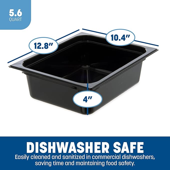 Carlisle FoodService Products 10221B03 StorPlus Half Size Food Pan, Polycarbonate, 4" Deep, Black