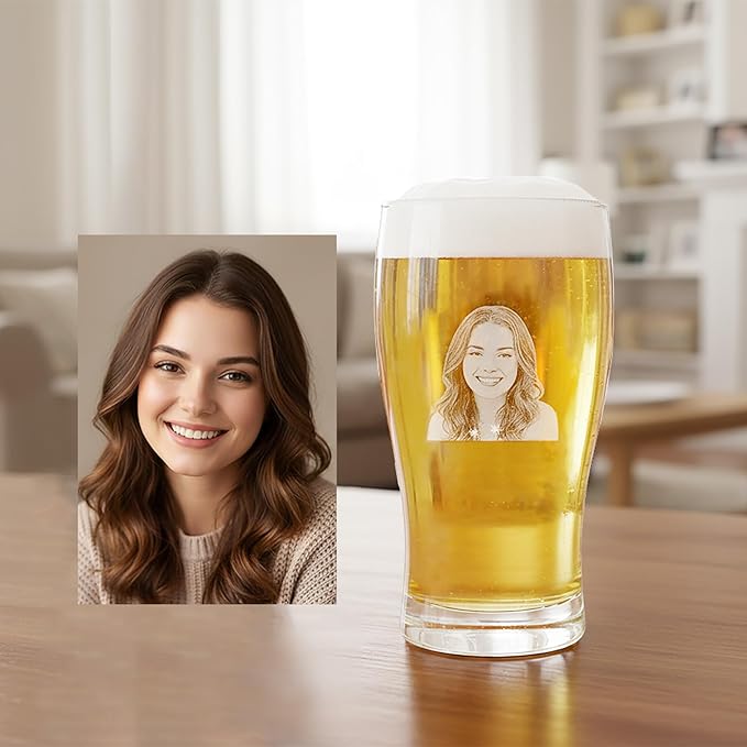 Personalized customized glass cup, engraved photo logo copy, beer cup, holiday party gift (S1)