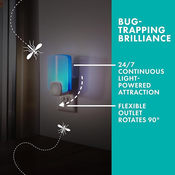STEM Insect Trap - Indoor Fruit Fly & Gnat Pest Control for House, Home and Kitchen, Attracts & Traps Flying Bugs, Soft Blue Light - Includes 2 Plug-in Devices & 4 Cartridges