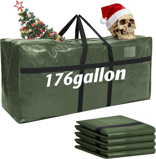 4 Pcs 176 Gallon Large Moving Bags with Zipper and Handles Foldable Storage Duffle Bags Heavy Duty Extra Large Totes for College Dorm Travel Clothes Blankets Bedding Moving (Green)