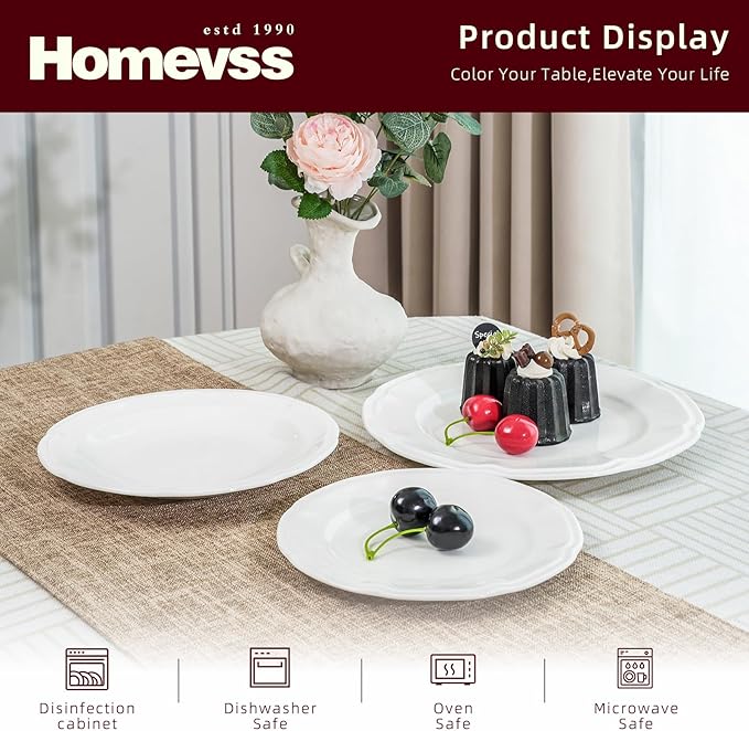 HomeVss, New Bone China Embossed French Countryside 18pc Dinnerware Set