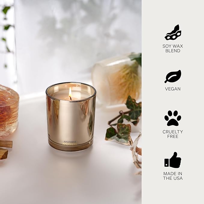 Apotheke Signature Scented Candles for Home, Firewood - 10.5 oz - Soy Wax, Non Toxic, Large Jar Brown - Luxury Candle Gifts for Women & Men - Nutmeg, Cardamom, Cedarwood, and Patchouli