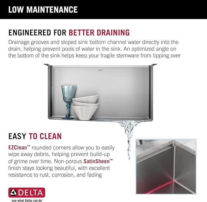 DELTA FAUCET Lorelai 24-inch Workstation Laundry Utility Kitchen Sink Undermount 16 Gauge Stainless Steel Single Bowl with WorkFlow Ledge and a Kit of 5 Accessories, 95B9132-24SL-SS