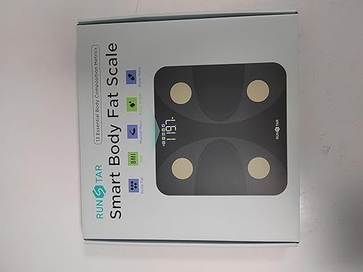 Scale for Body Weight and Fat Percentage, RunSTAR Digital Accurate Bathroom Smart Scale with Large Display, FSA&HSA Eligible 13 Body Composition Analyzer Sync App, Black Gold